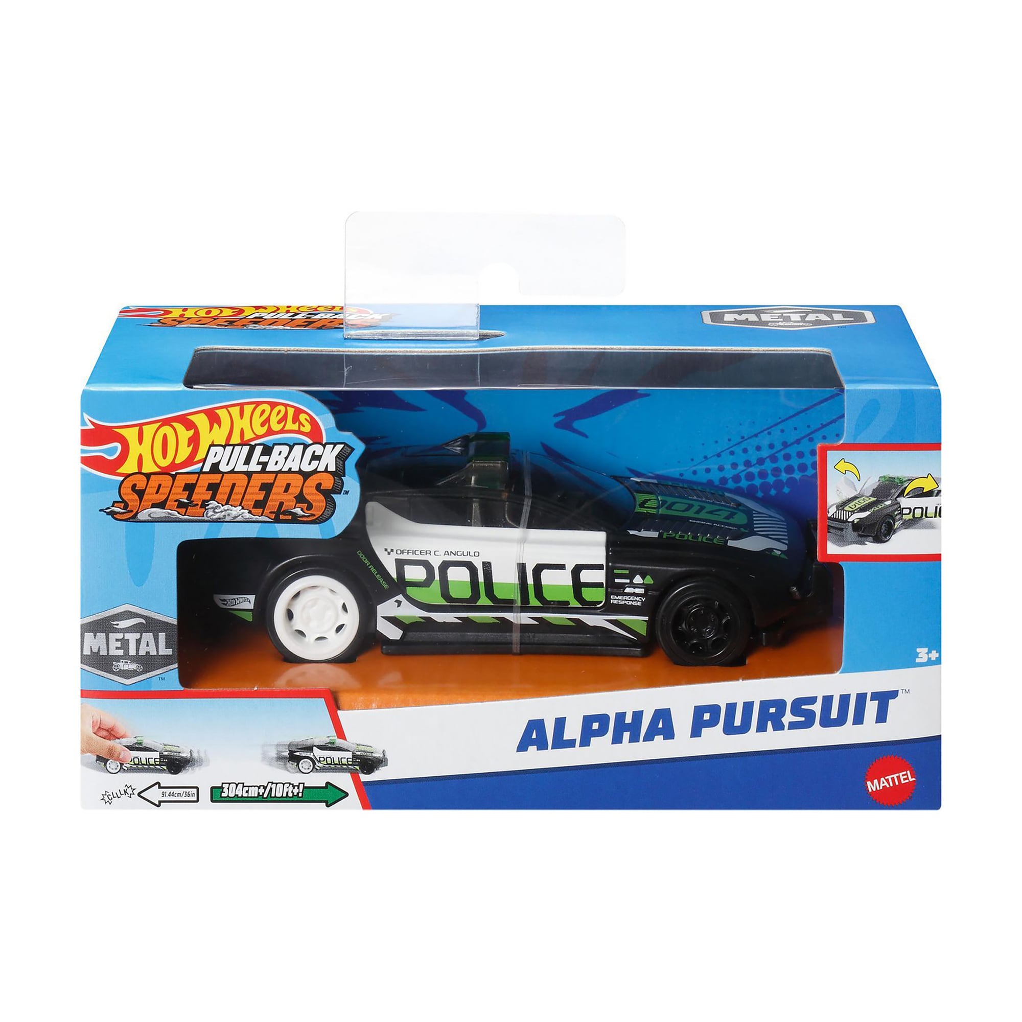 Інерційна автомодель Hot Wheels Pull-Back Speeders Alpha Pursuit, чорний, від 3 років, 8*16*8 см (HPR70)