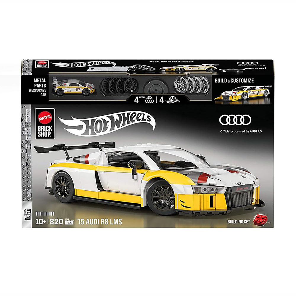 Колекційна машинка-конструктор Hot Wheels Brick Shop Elite 15 Audi R8 LMS, від 10 років, 820 деталей (JFT18)